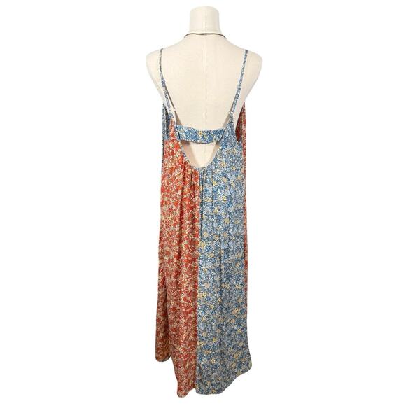 Natural Life Patchwork Floral Maxi Dress Red Blue Mixed Print L/XL Bohemian - Picture 3 of 10